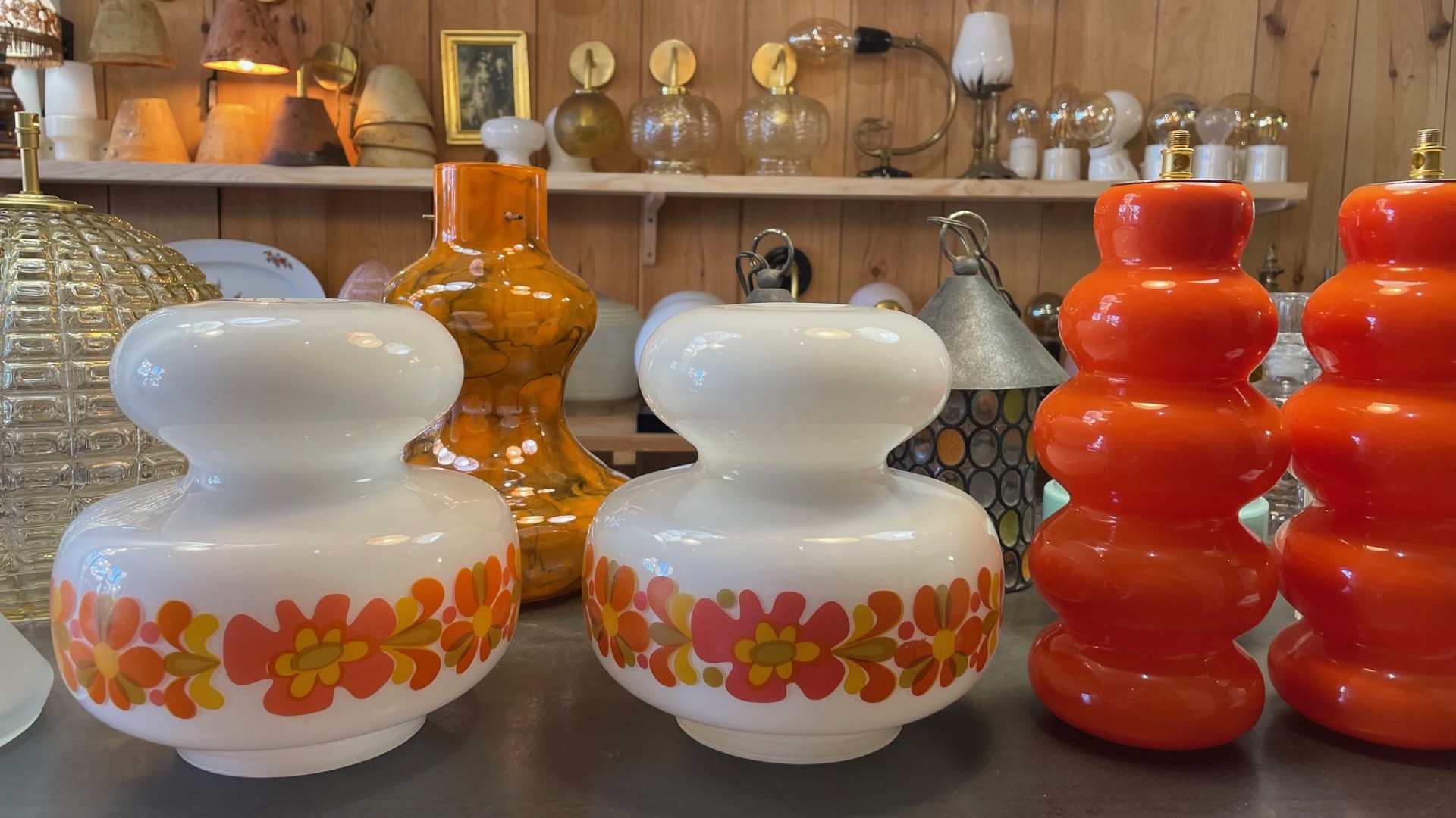 luminaires vintage colores orange