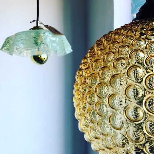 decoration vintage, luminaire vintage, verrerie ancienne, appliques, suspensions